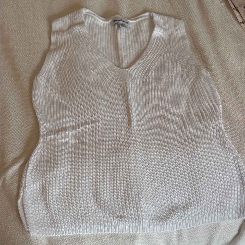 Tommy Bahama White Sleeveless Knit Top size S